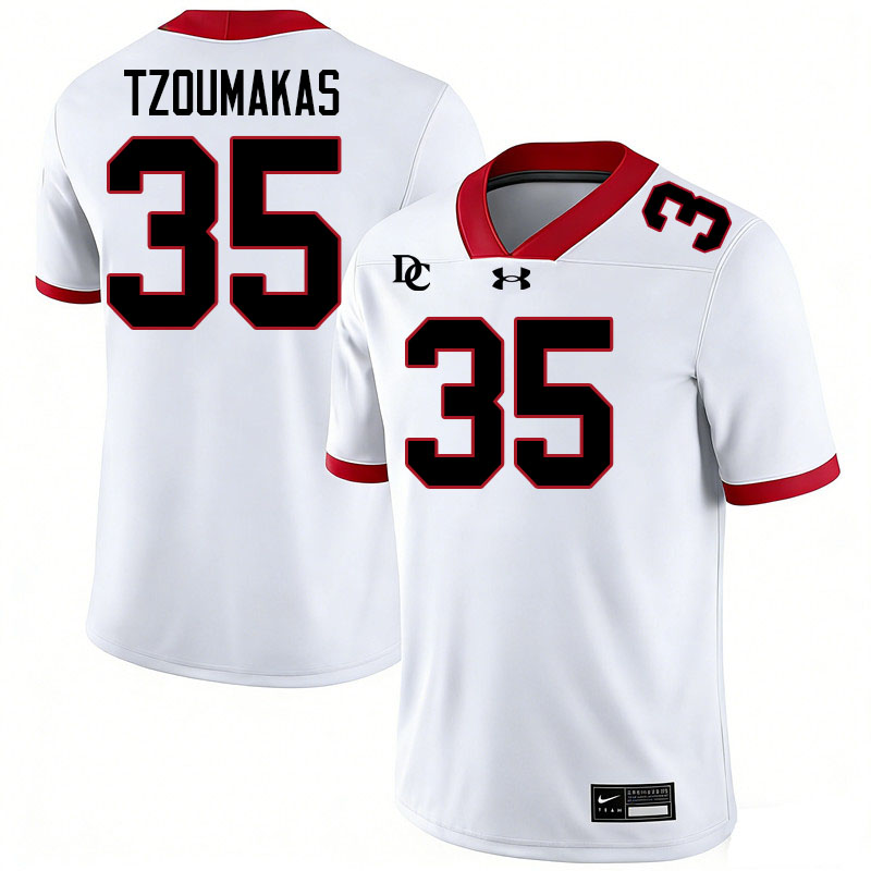 Davidson Wildcats #35 Christos Tzoumakas College Football Jerseys,Uniforms-White